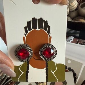 Elegant Red Gemstone Earrings